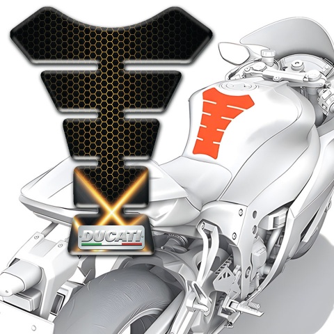 Ducati Tank Pad Protector Model with Crossed orange Lights Design 