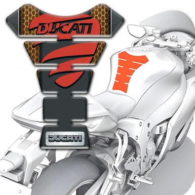 Ducati Tank Protector Copper honeycomb Motive and Red Logo Design 