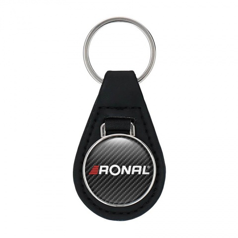 Ronal Leather Keychain Dark Carbon White Color Logo