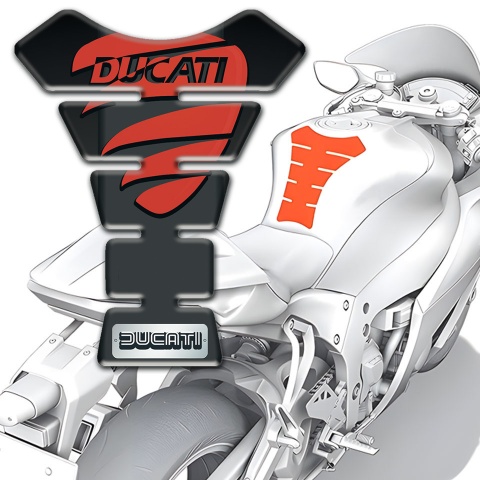 Ducati Tank Pad Protector Black base with Central Graphite Panel Design 