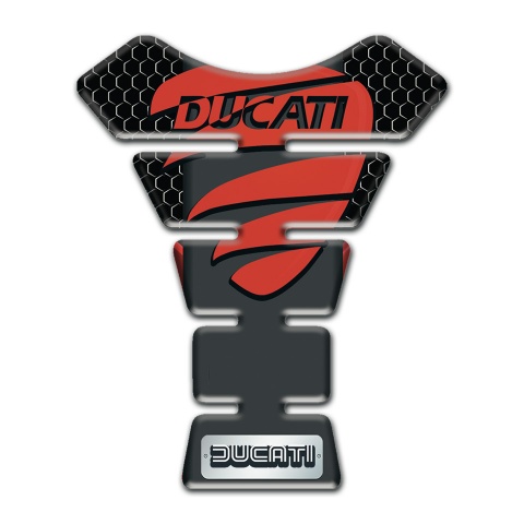 Ducati Tank Pad Motorbike Black Flakes Effect with Red Logo 