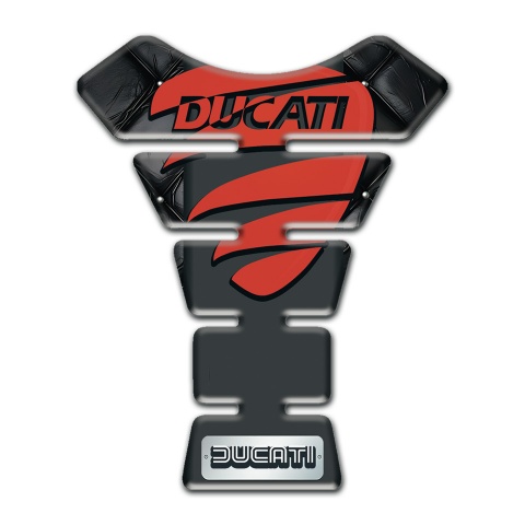 Ducati Tank Pad Motorbike Black Leather Base and Red Logo 