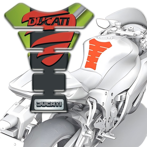 Ducati Tank Guard Pads Fresh Green Motive Base and Red Logo 