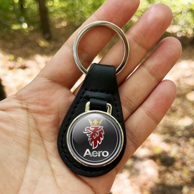 Saab Key Fob Leather Dark Carbon Red Griffon Edition