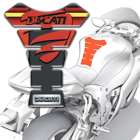Ducati Tank Pad Protector Anti Slip Sticker with Red Logo Style 