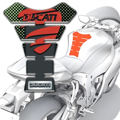 Ducati Tank Protector Greeen Dots Background and Red Logo 