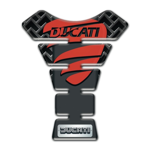 Ducati Tank Protector Gray Grid Effect and Red Logo Style 