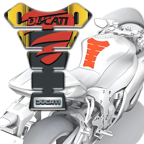 Ducati Tank Guard Pads Yellow Black Base with Red Logo 