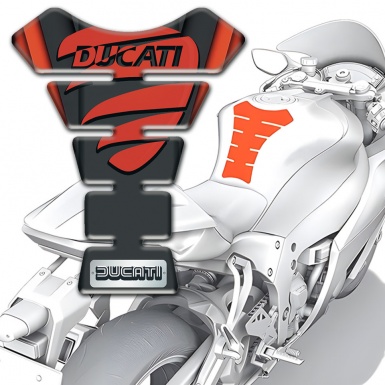 Ducati Tank Guard Pads Black with Red Sides Base and Red Painted Logo