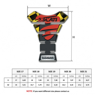 Ducati Tank Pad Protector Black Yellow Squares and Red Logo 