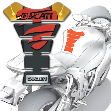 Ducati Tank Pad Protector Yellow print Background Red Logo Style 