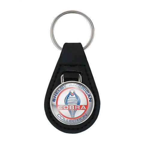 Ford Shelby Cobra Keyring Holder Leather Silver Red Edition