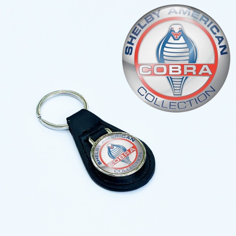 Ford Shelby Cobra Keyring Holder Leather Silver Red Edition