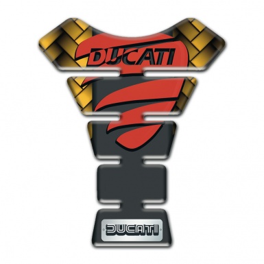 Ducati Tank Pad Protector Yellow Mosaic Background Red Logo Style 