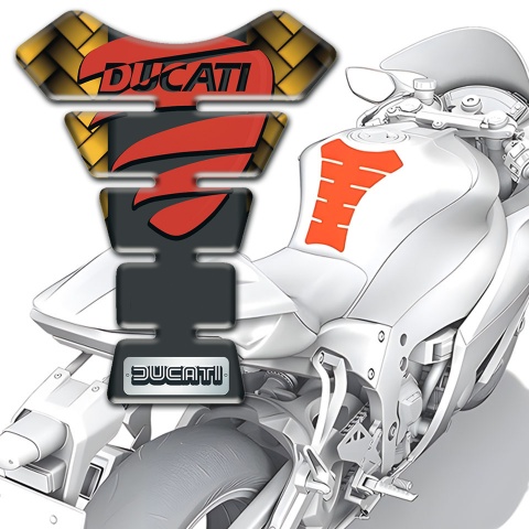Ducati Tank Pad Protector Yellow Mosaic Background Red Logo Style 