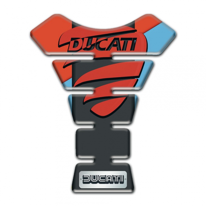 Ducati Tank Fuse Sky Blue with Red base and Red Logo Style 