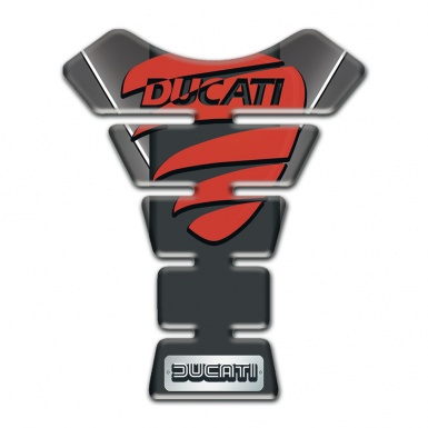 Ducati Tank Pad Motorbike Gray Base with White Stripe Decoration and Red Logo 