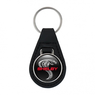 Ford Shelby Cobra Leather Keychain Black Chrome Logo