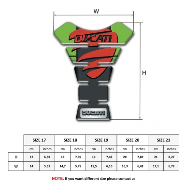 Ducati Tank Pad Protector Green Background with Red Painted Logo 