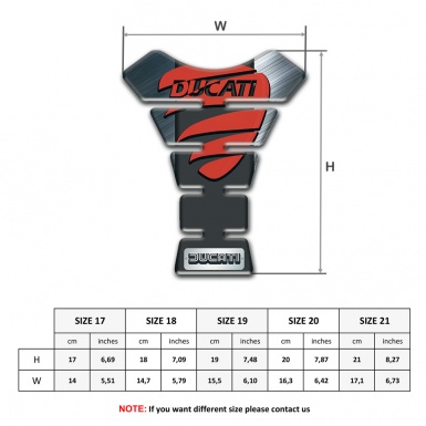 Ducati Tank Pad Protector Polished ackground with Red Logo 