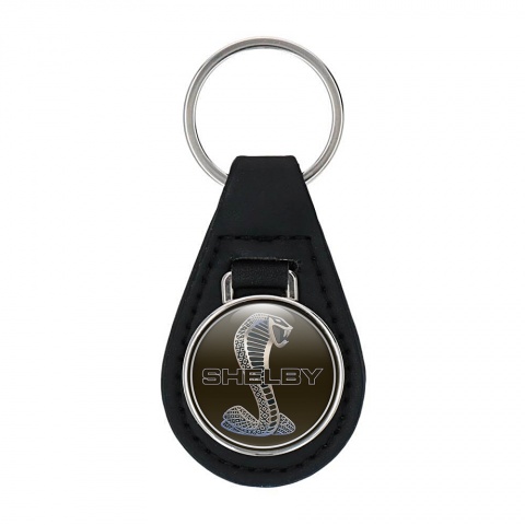 Ford Shelby Cobra Leather Keychain Black Negative Logo