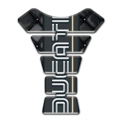 Ducati Tank Protector Black Leather base Vertical Logo print 