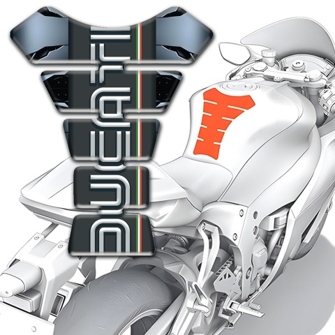 Ducati Tank Pad Motorbike Torn base effect with Graphite logo Panel 
