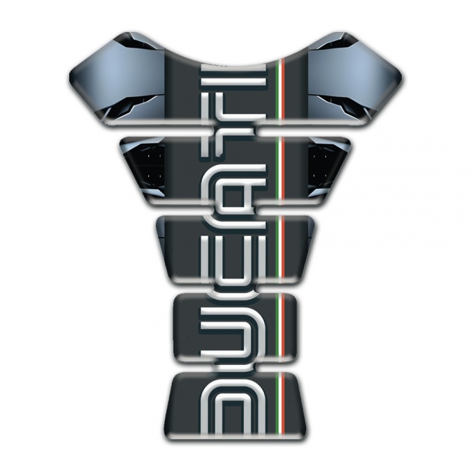 Ducati Tank Pad Motorbike Torn base effect with Graphite logo Panel 
