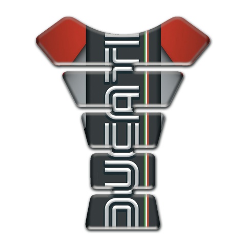 Ducati Tank Pad Protector Gray Red base Vertical Logo Print 