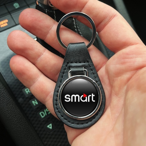 Smart Leather Keychain Black White Classic Edition