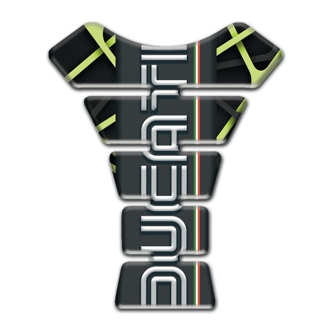 Ducati Tank Pad Motorbike Blac with Green Lines Decoration Base 