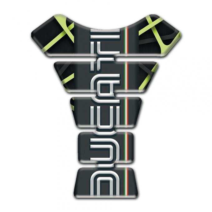 Ducati Tank Pad Motorbike Blac with Green Lines Decoration Base 