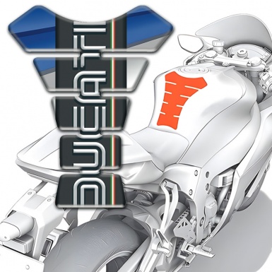 Ducati  Tank Protector Blue Gray Background and Graphite Logo Panel 
