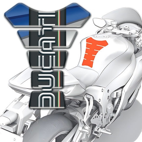 Ducati  Tank Protector Blue Gray Background and Graphite Logo Panel 