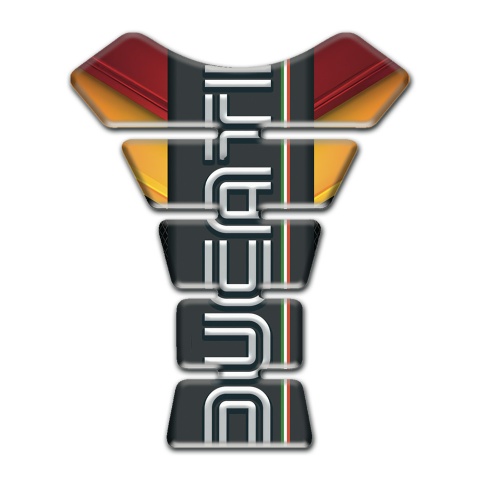 Ducati Tank Fuse Base with Fire Colors Motive and Vertical Logo Print 