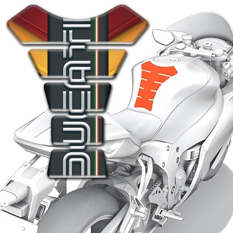 Ducati Tank Fuse Base with Fire Colors Motive and Vertical Logo Print 
