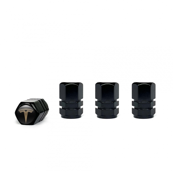 Tesla Valve Caps Black Custom Logo Designe