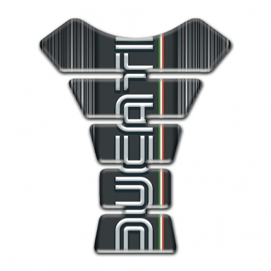 Ducati Tank Guard Pads Gray Base with White Stripes and Vertical Logo style 