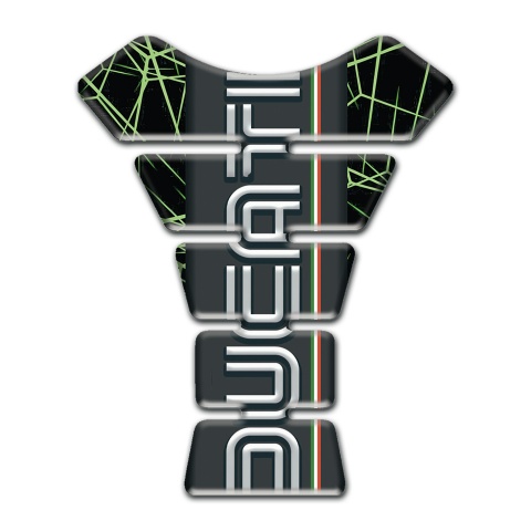 Ducati Tank Fuse Green Spider web Background and Graphite Logo panel 
