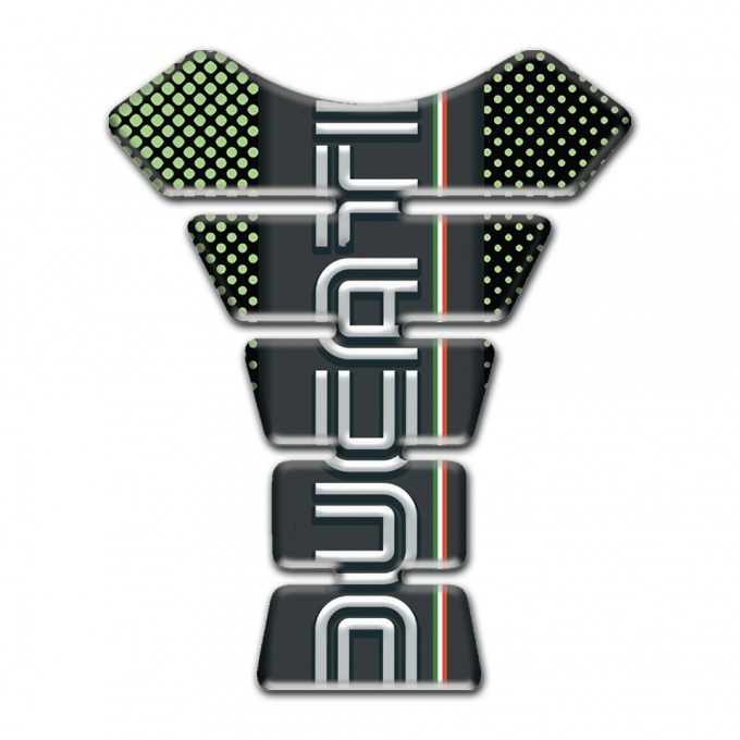 Ducati Tank Pad Motorbike Green Dots base with Vertical Logo Design 