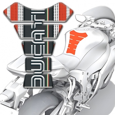 Ducati Tank Protector Silver red base with Vertical logo Design 