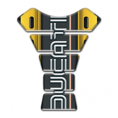 Ducati Tank Pad Motorbike Yellow Decoration Base with Grphite Logo Panel 