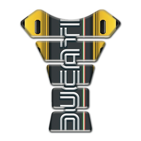 Ducati Tank Pad Motorbike Yellow Decoration Base with Grphite Logo Panel 