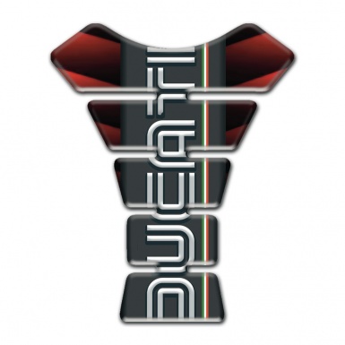 Ducati Tank Guard Pads Merging Red Black base and Vertical Logo 