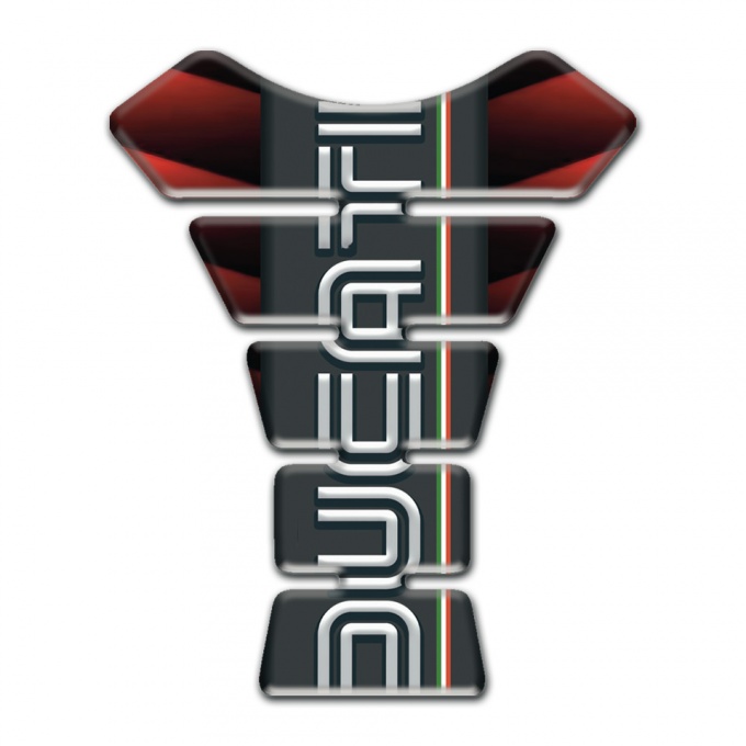 Ducati Tank Guard Pads Merging Red Black base and Vertical Logo 
