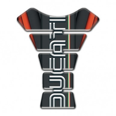 Ducati Tank Pad Protector Black Orange Base Vertical Logo Style 