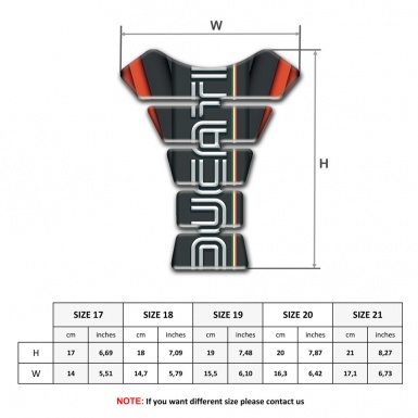 Ducati Tank Pad Protector Black Orange Base Vertical Logo Style 