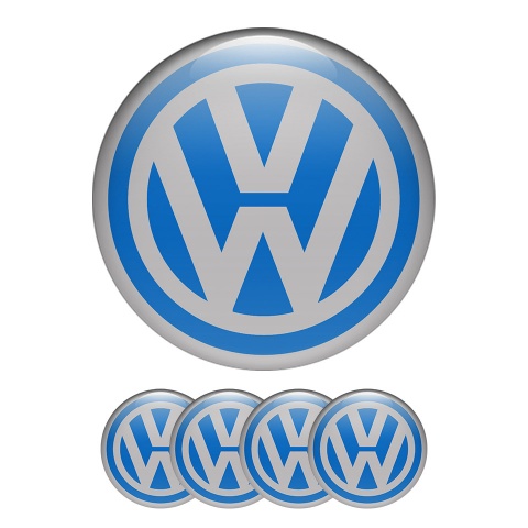 VW Volkswagen Silicone Stickers Center Hub Classic Blue Grey Ring
