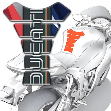 Ducati Tank Pad Motorbike Multicolored Decoration Base and White Logo 