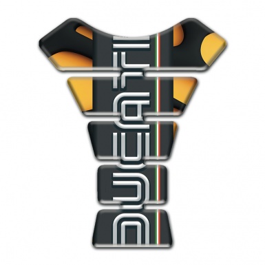 Ducati Tank Pad Motorbike Yellow Black parts Base and White Logo 